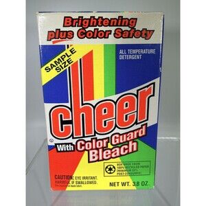 Vintage 1992 Cheer Detergent Sample Size Box Color Guard Bleach Advertising